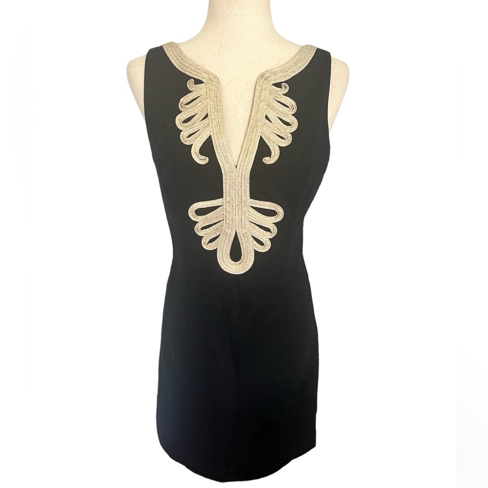 Lily Pulitzer Janice Black and‎ Gold Shift Dress 4
